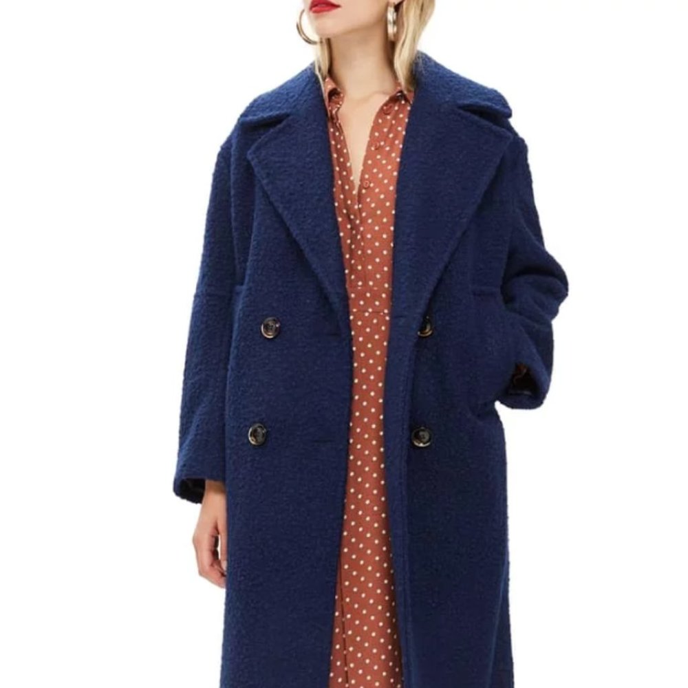 Topshop - Bouclé Button Front Coat (Size: 4)